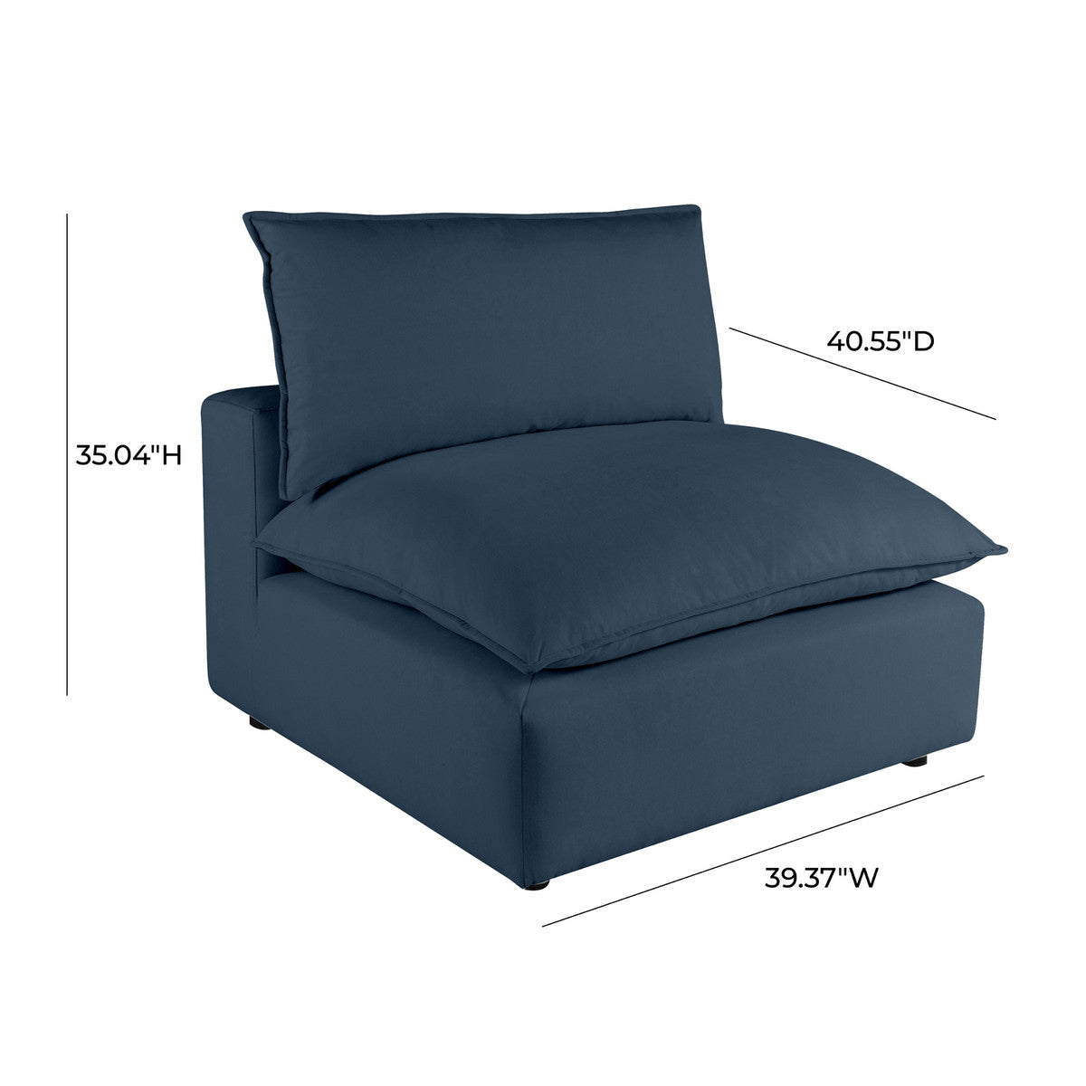 Cali Navy Performance Fabric Armless Chair | BeBoldFurniture