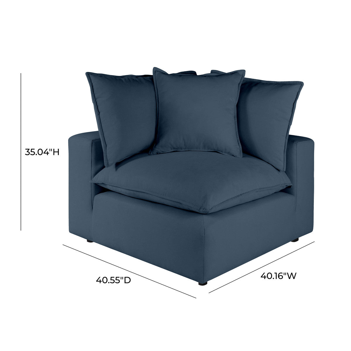 Cali Navy Performance Fabric Corner Chair | BeBoldFurniture