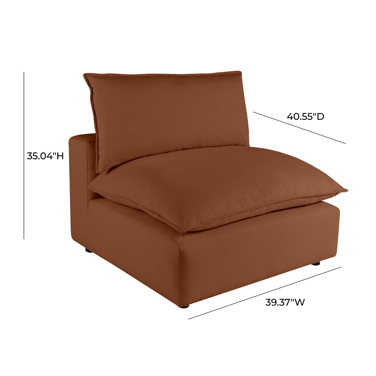 Cali Rust Performance Fabric Armless Chair | BeBoldFurniture