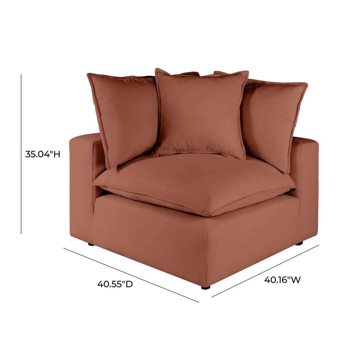 Cali Rust Performance Fabric Corner Chair | BeBoldFurniture