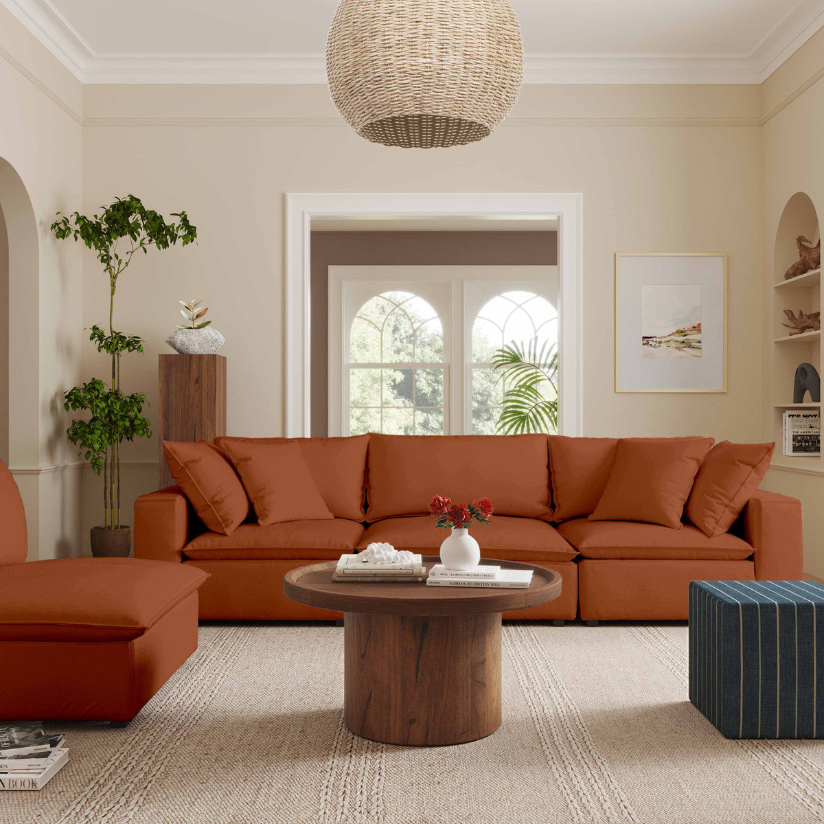 Cali Rust Performance Fabric Modular 4 Piece Sectional | BeBoldFurniture