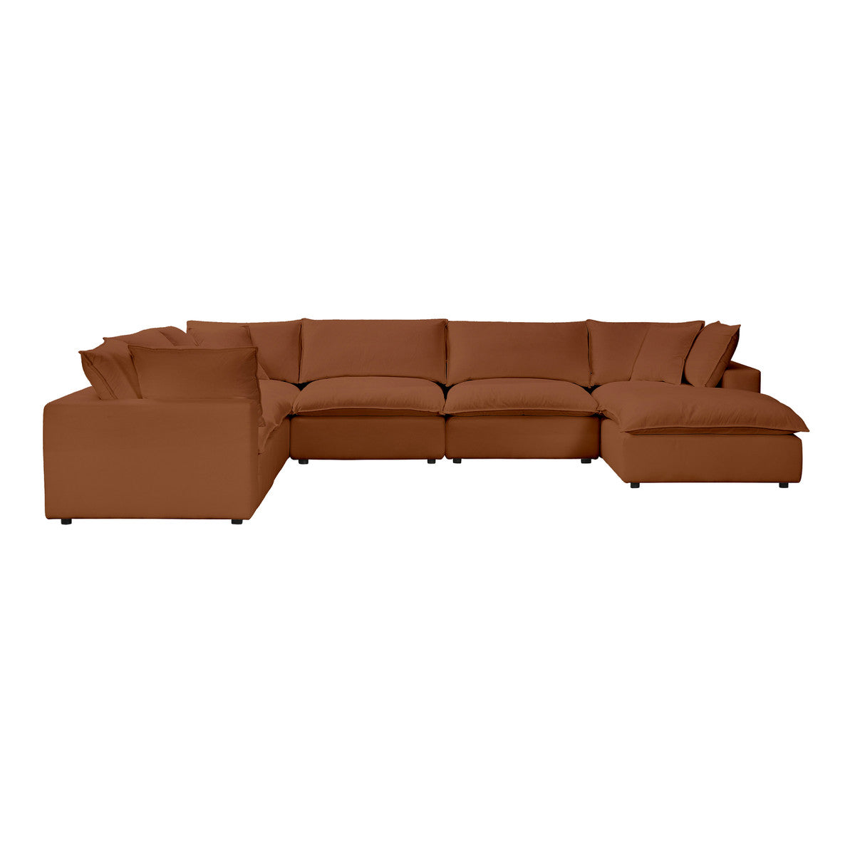 Cali Rust Performance Fabric Modular Large Chaise Sectional | BeBoldFurniture