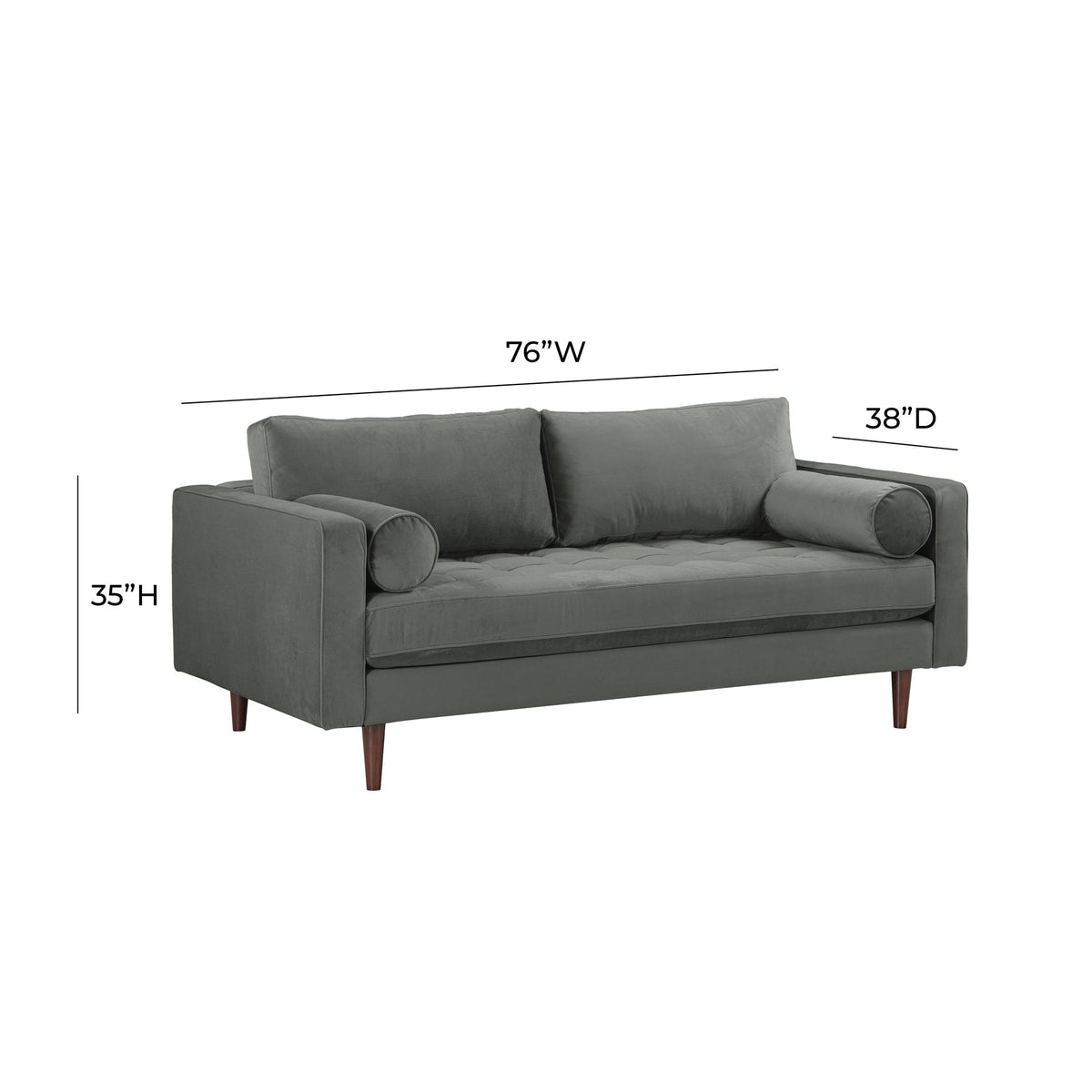 Cave Ash Gray Velvet Loveseat | BeBoldFurniture