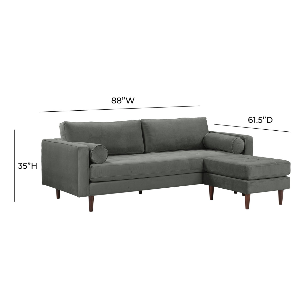 Cave Ash Gray Velvet Sectional | BeBoldFurniture