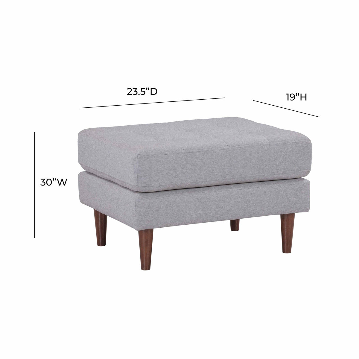 Cave Gray Tweed Ottoman | BeBoldFurniture