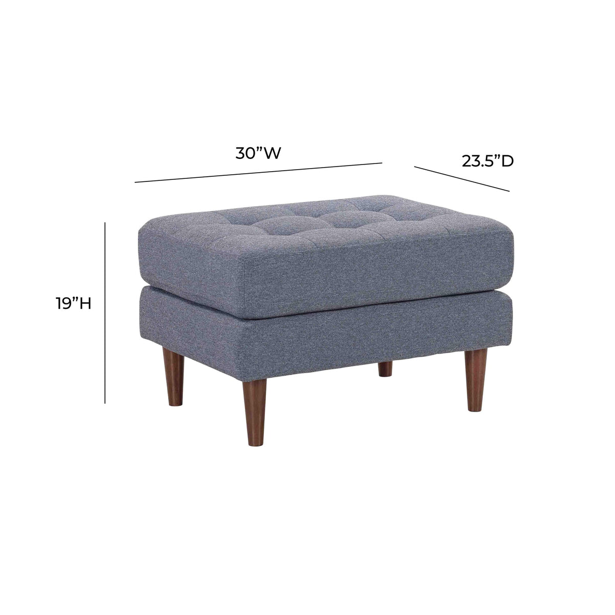 Cave Navy Tweed Ottoman | BeBoldFurniture