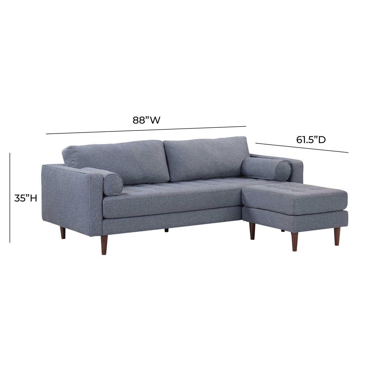 Cave Navy Tweed Sectional | BeBoldFurniture