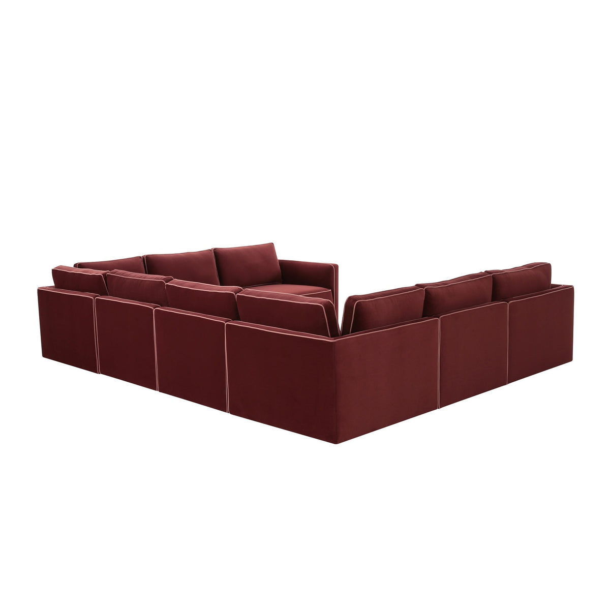 Willow Berry Red Velvet Modular Large U Sectional | BeBoldFurniture