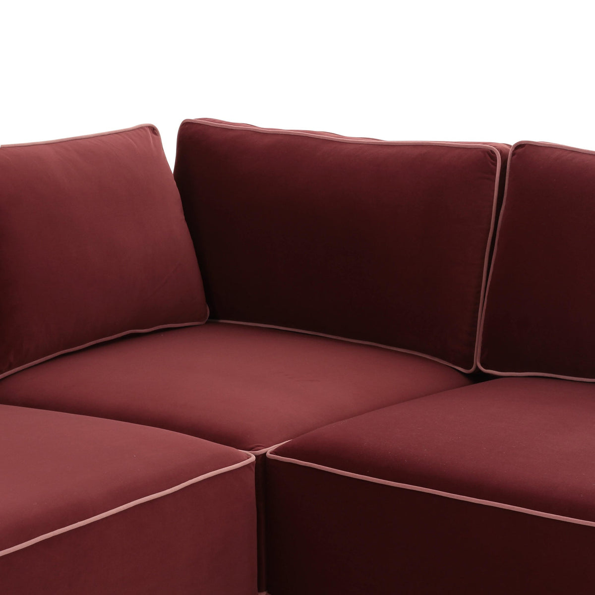 Willow Berry Red Velvet Modular Large U Sectional | BeBoldFurniture