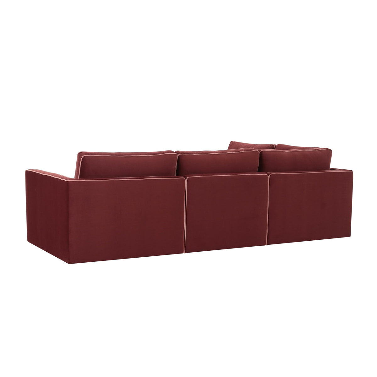 Willow Berry Red Velvet Modular LAF Sectional | BeBoldFurniture