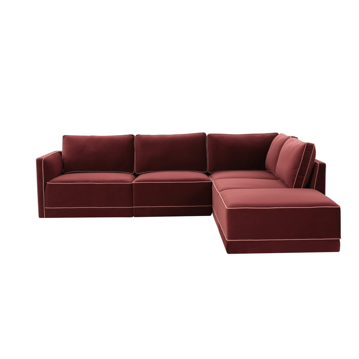 Willow Berry Red Velvet Modular RAF Sectional | BeBoldFurniture