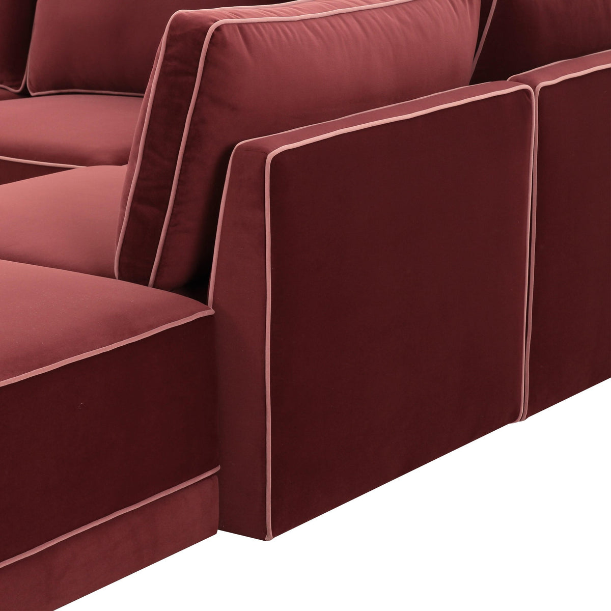 Willow Berry Red Velvet Modular RAF Sectional | BeBoldFurniture