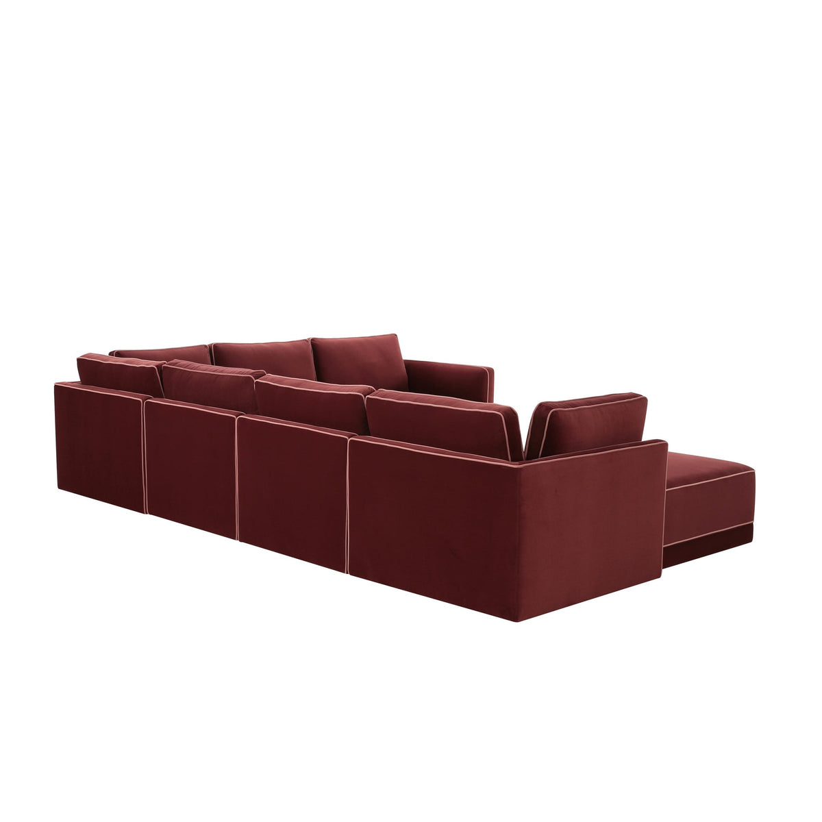 Willow Berry Red Velvet Modular Large Chaise Sectional | BeBoldFurniture