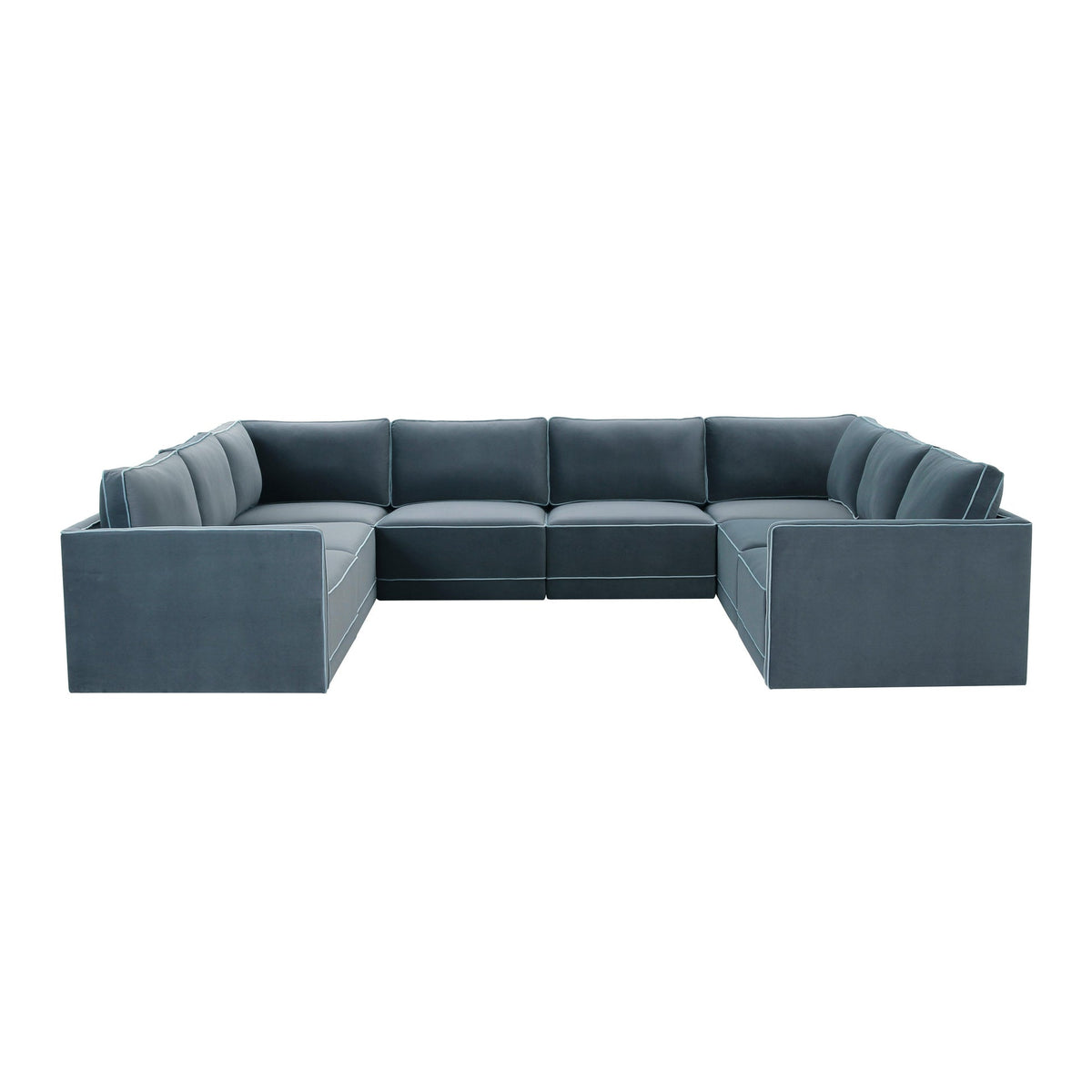 Willow Misty Blue Velvet Modular Large U Sectional | BeBoldFurniture