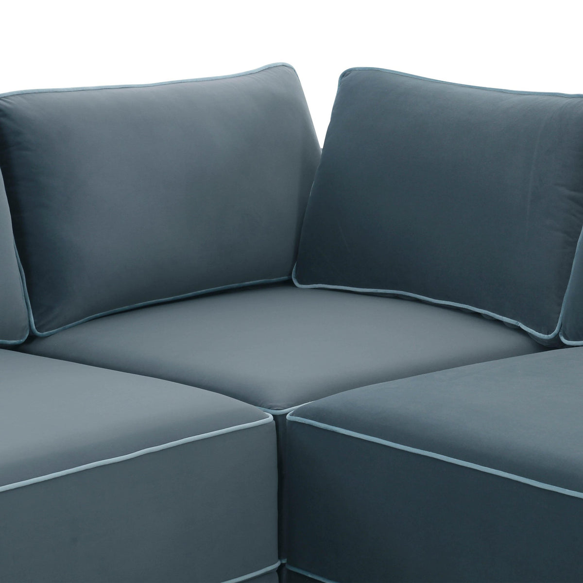 Willow Misty Blue Velvet Modular Large U Sectional | BeBoldFurniture