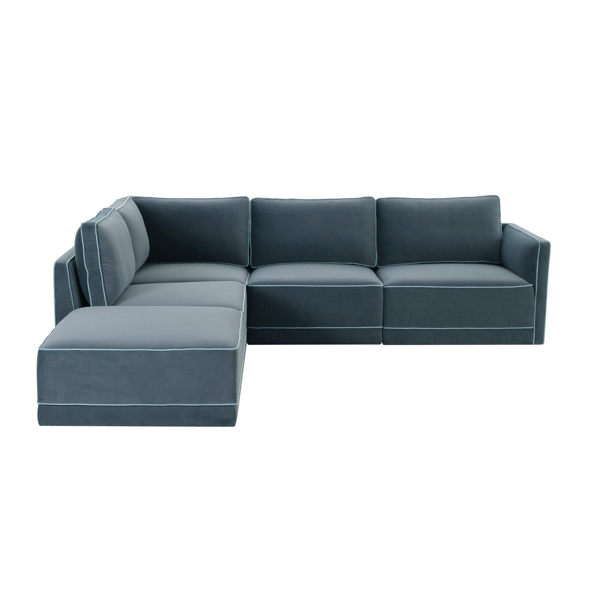 Willow Misty Blue Velvet Modular LAF Sectional | BeBoldFurniture