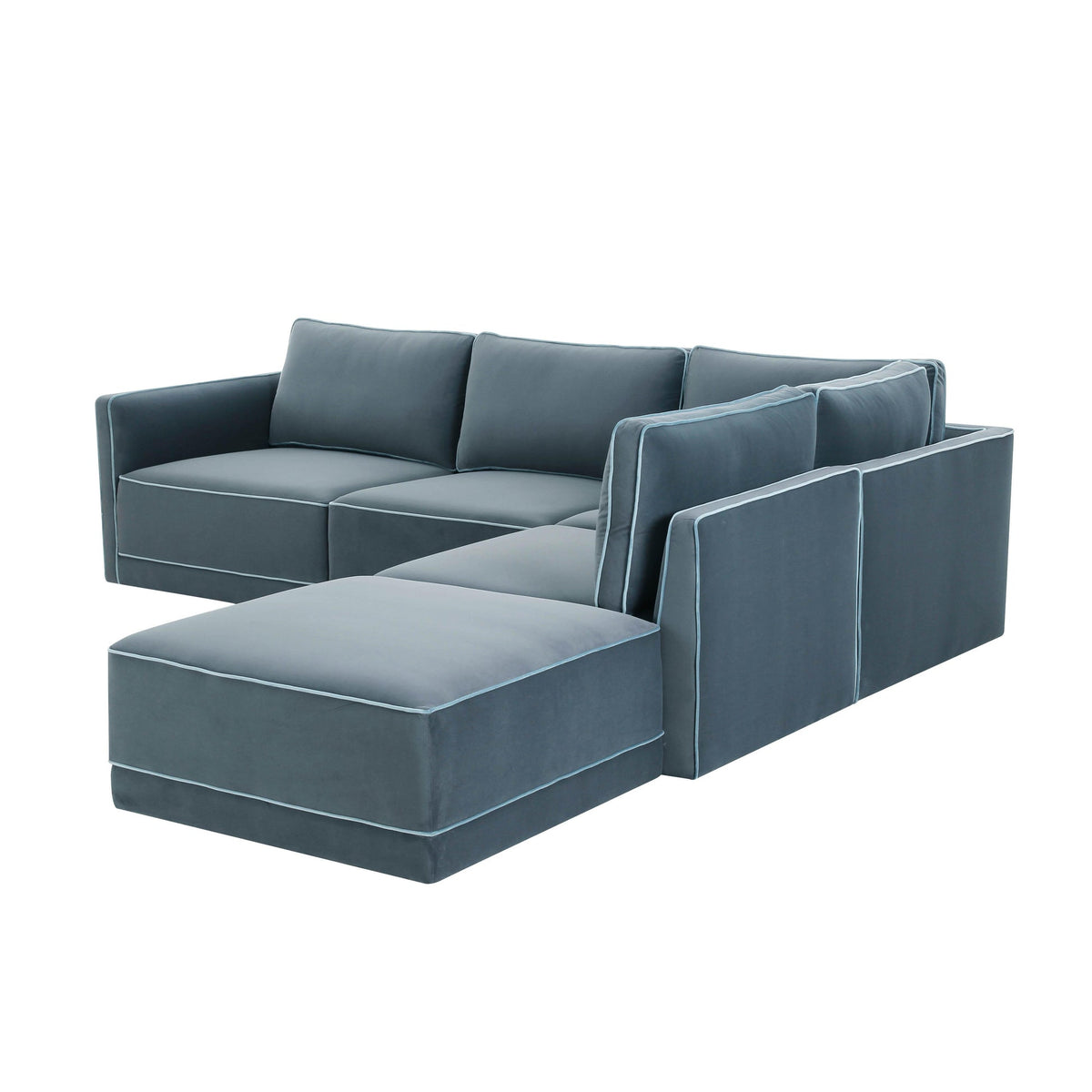 Willow Misty Blue Velvet Modular RAF Sectional | BeBoldFurniture