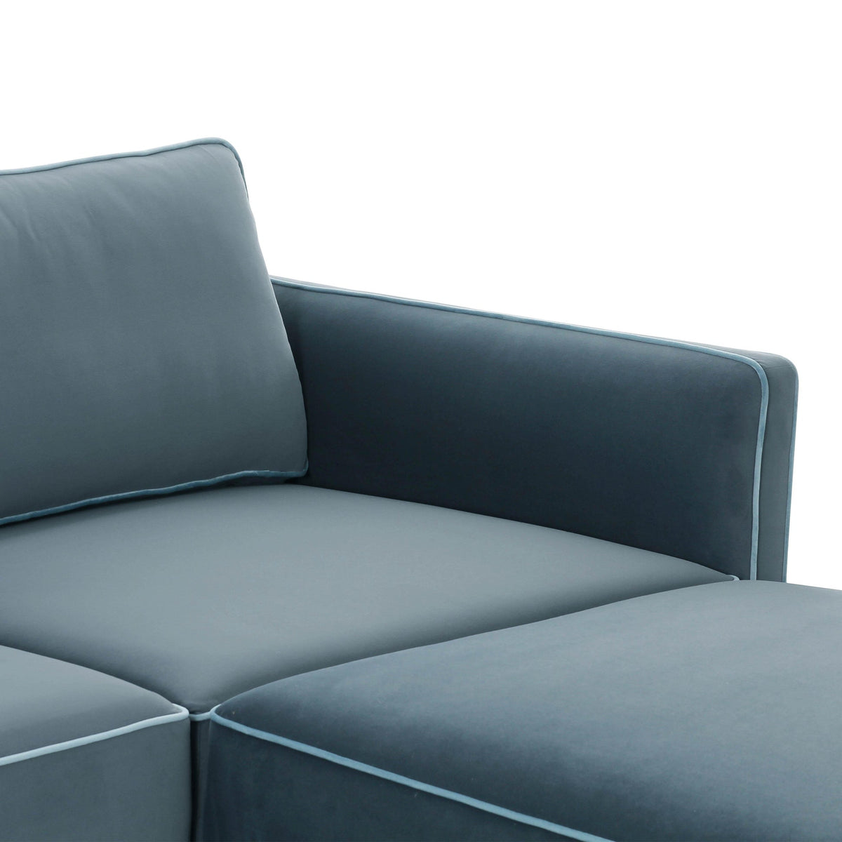 Willow Misty Blue Velvet Modular RAF Sectional | BeBoldFurniture