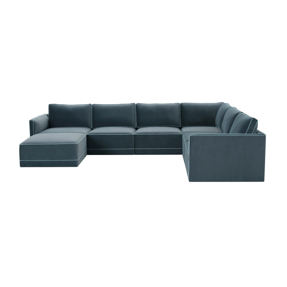 Willow Misty Blue Velvet Modular Large Chaise Sectional | BeBoldFurniture