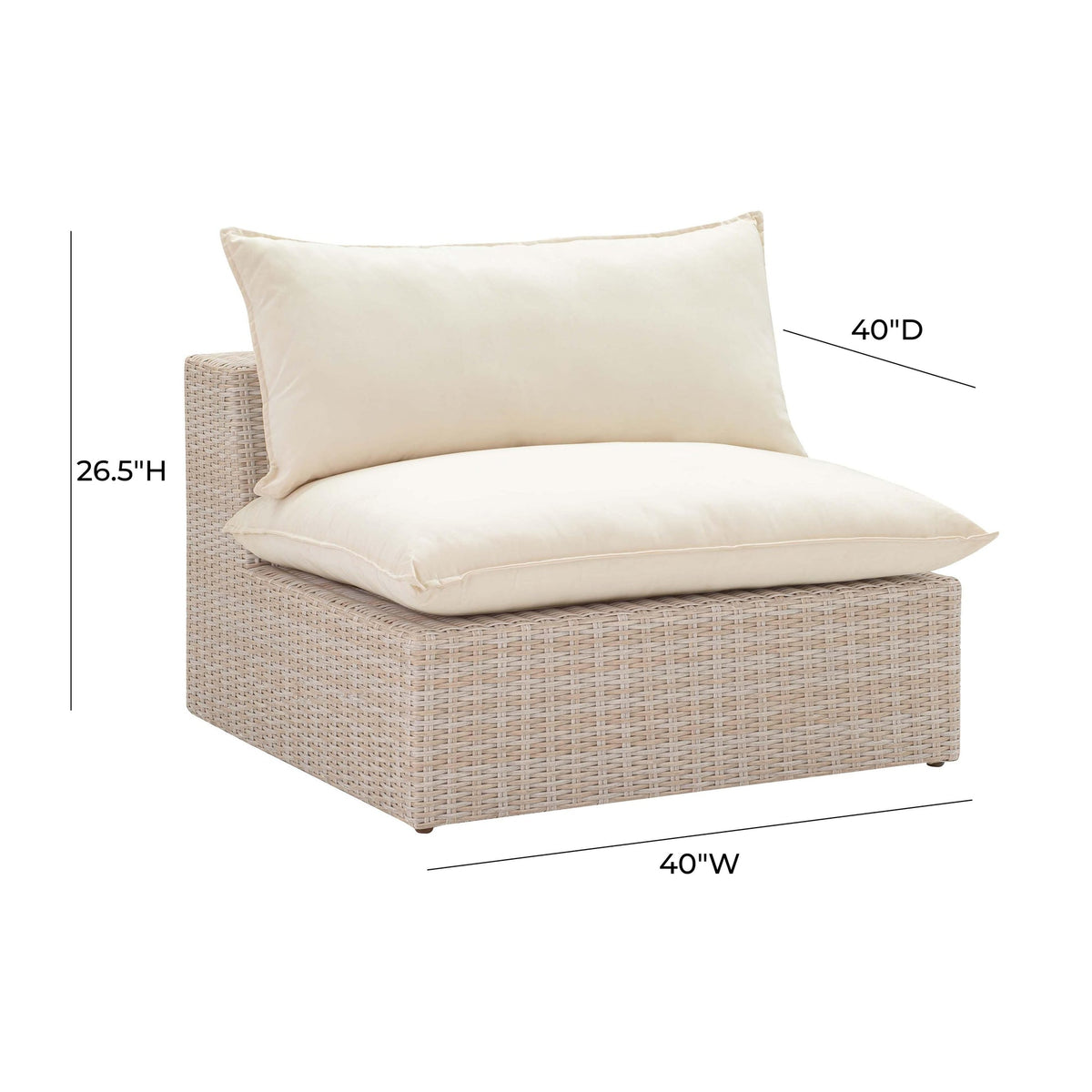 Cali Natural Wicker Outdoor Armless Chair| BeBoldFurniture