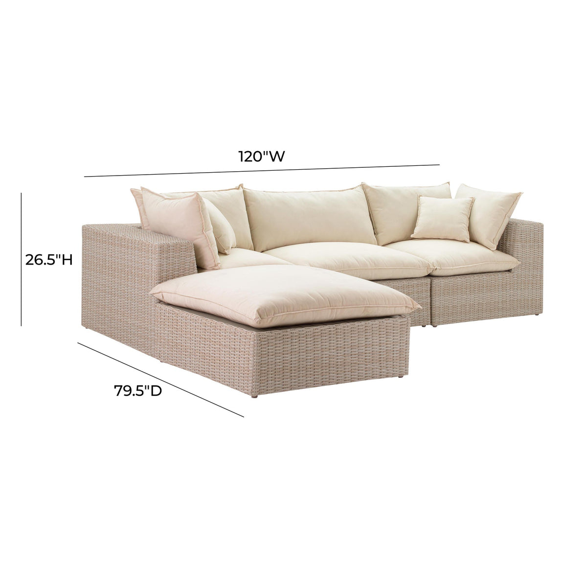 Cali Natural Wicker Outdoor Modular Sectional | BeBoldFurniture