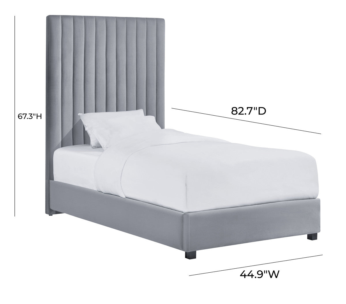 Arabelle Grey Bed Twin Size In Houston | BeBoldFurniture 