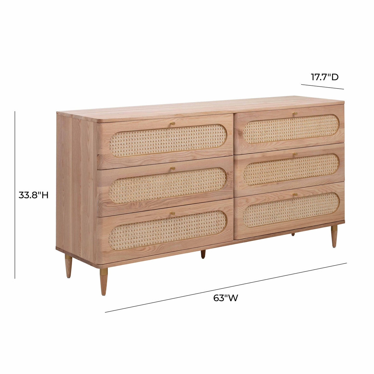 Carmen Cane 6 Drawer Dresser | BeBoldFurniture