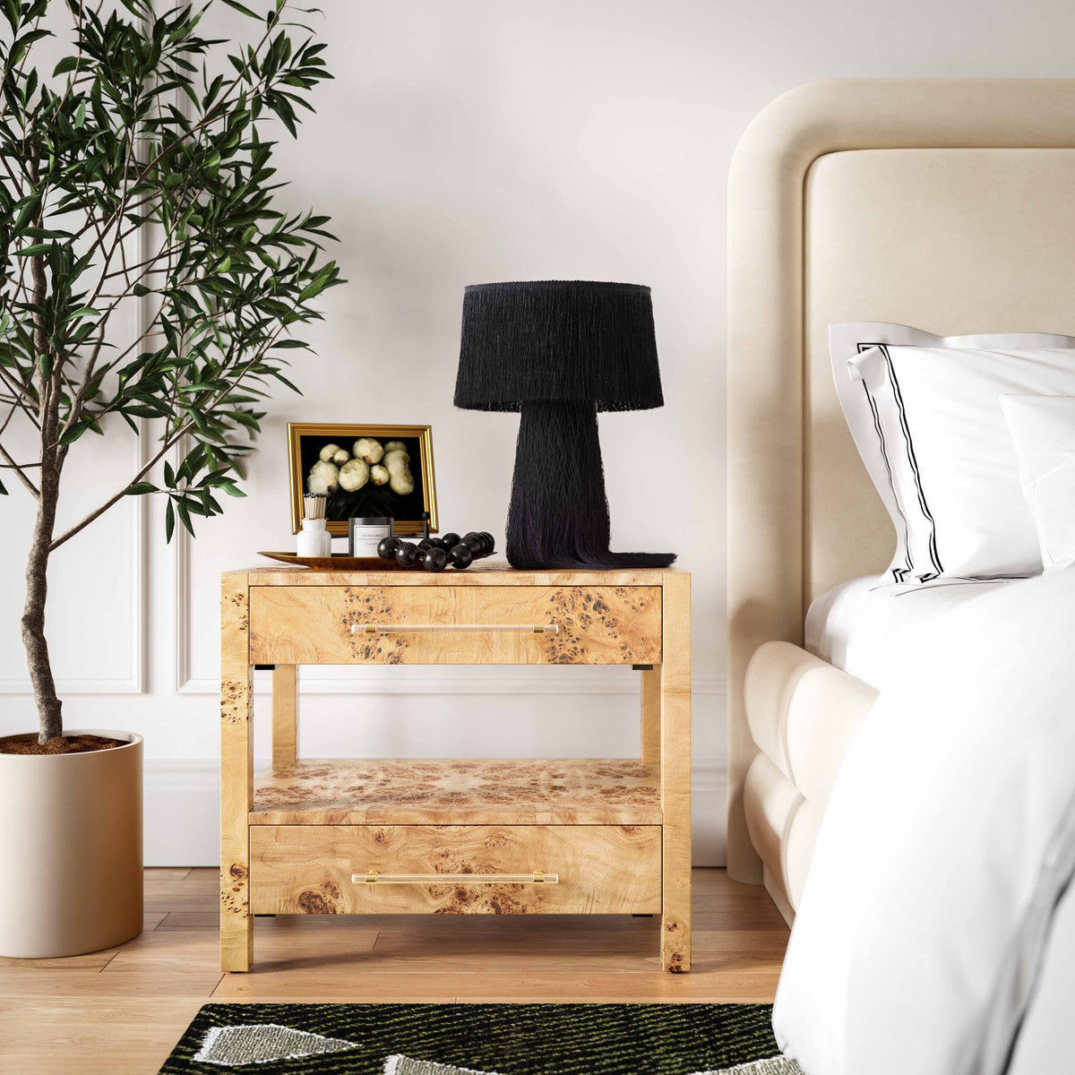 Brandyss Natural Burl Nightstand | BeBoldFurniture