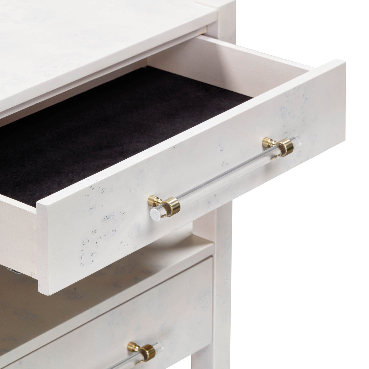 Brandyss White Burl Nightstand | BeBoldFurniture