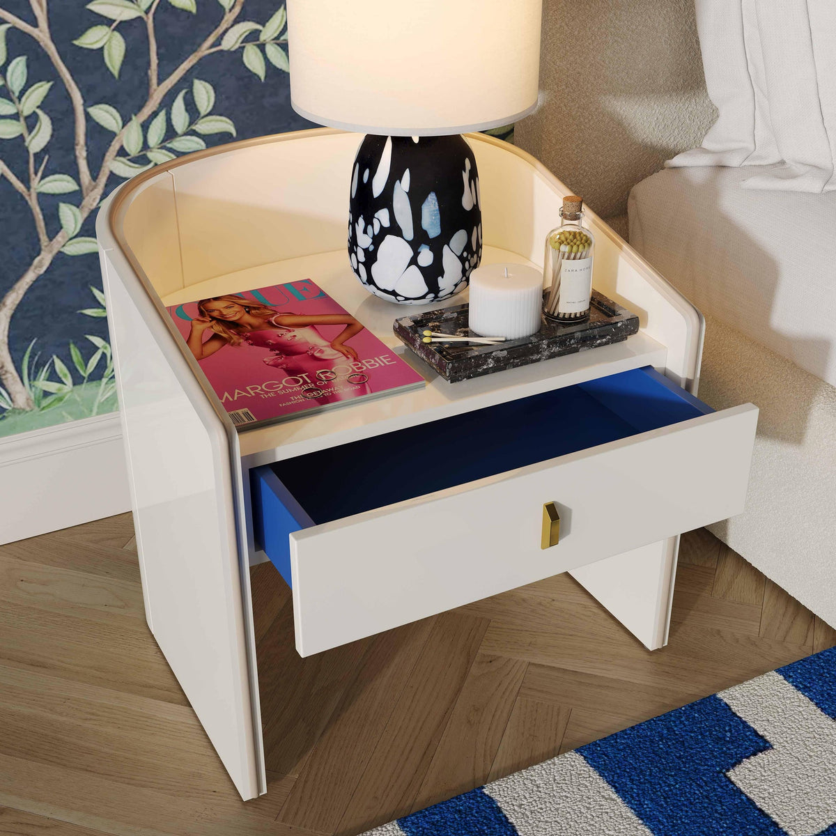 Collins Cream Lacquer Nightstand | BeBoldFurniture