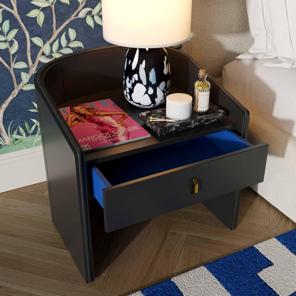 Collins Black Lacquer Nightstand | BeBoldFurniture