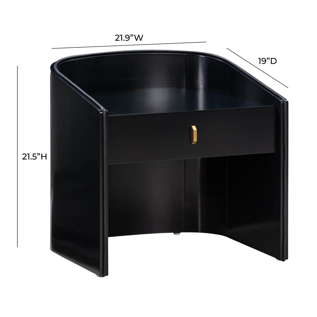 Collins Black Lacquer Nightstand | BeBoldFurniture