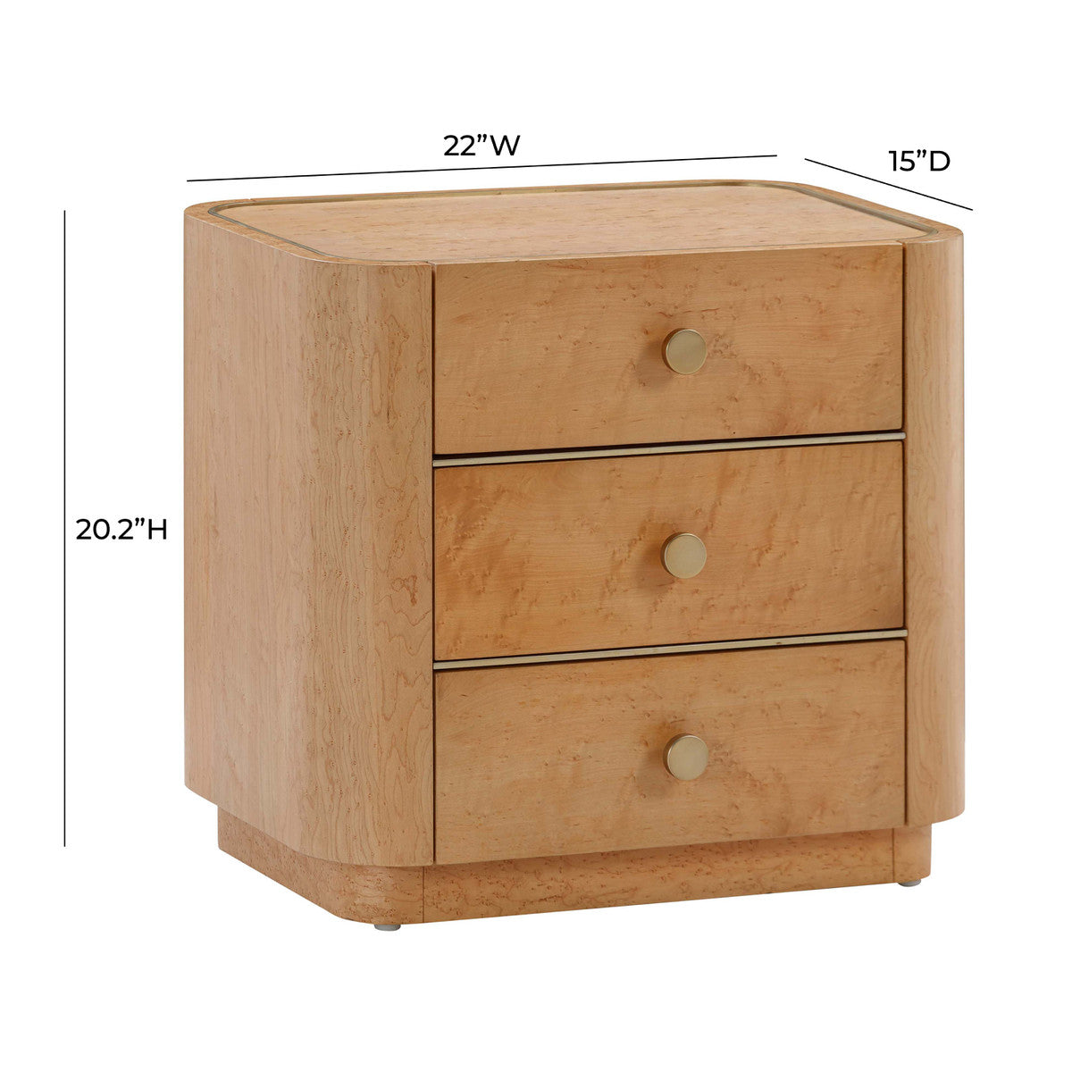 Abigail Natural Birdseye Maple Nightstand at Best Price in Houston | BeBoldFurniture