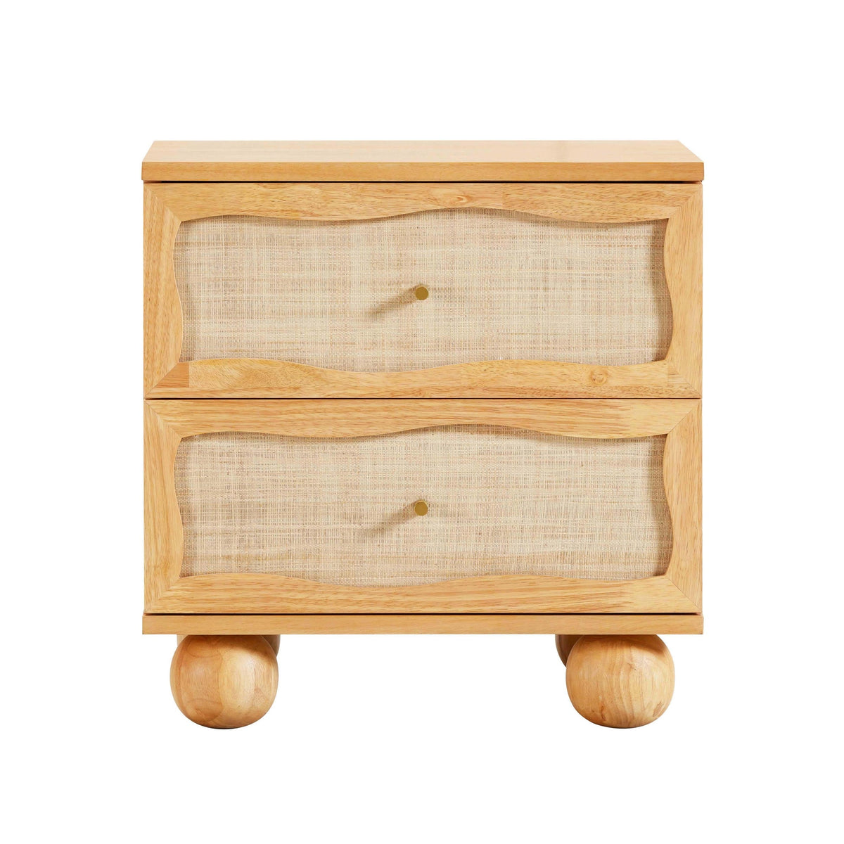 Grappa Natural Wood & Rattan Wavy Nightstand | BeBoldFurniture