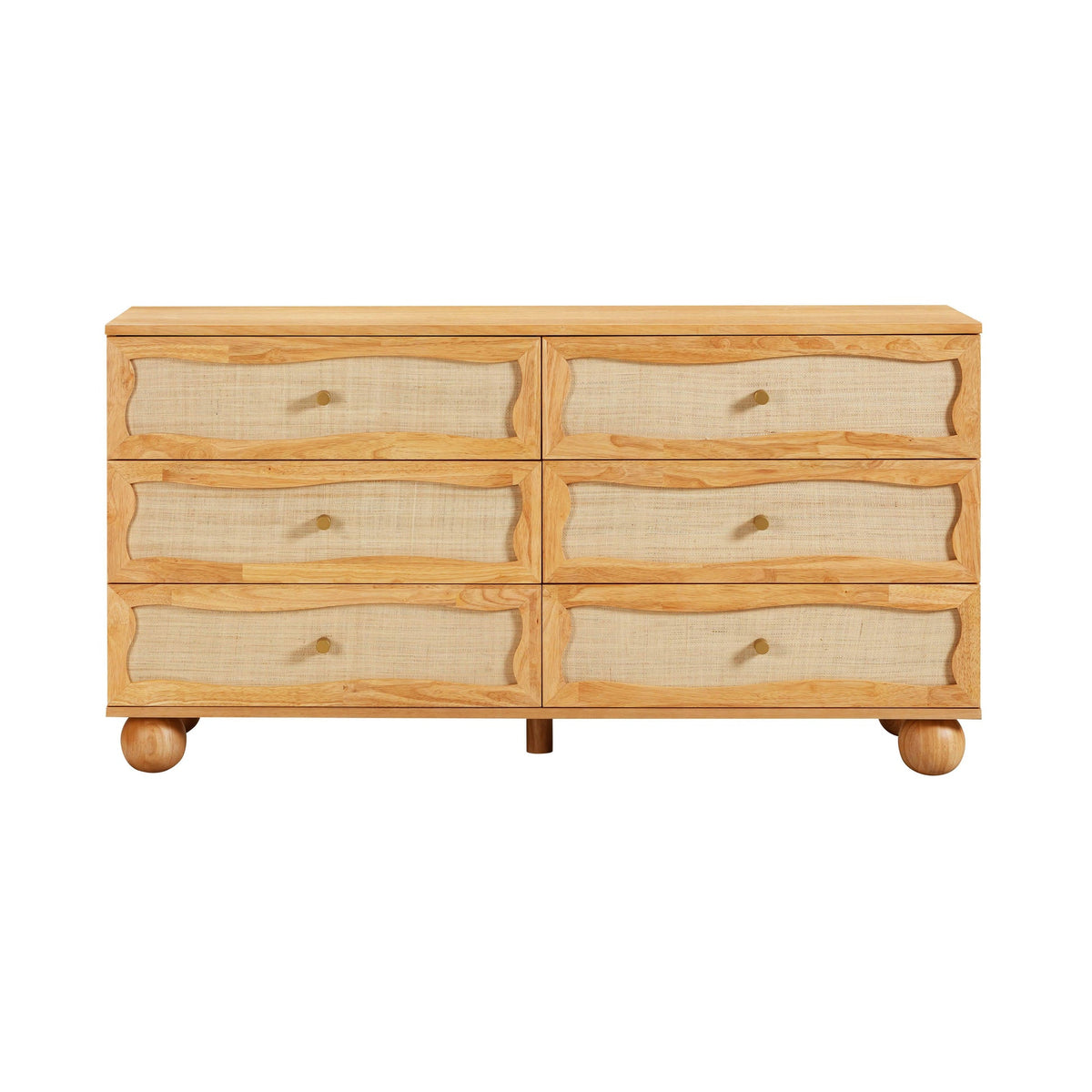 Grappa Natural Wood & Rattan Wavy Dresser | BeBoldFurniture