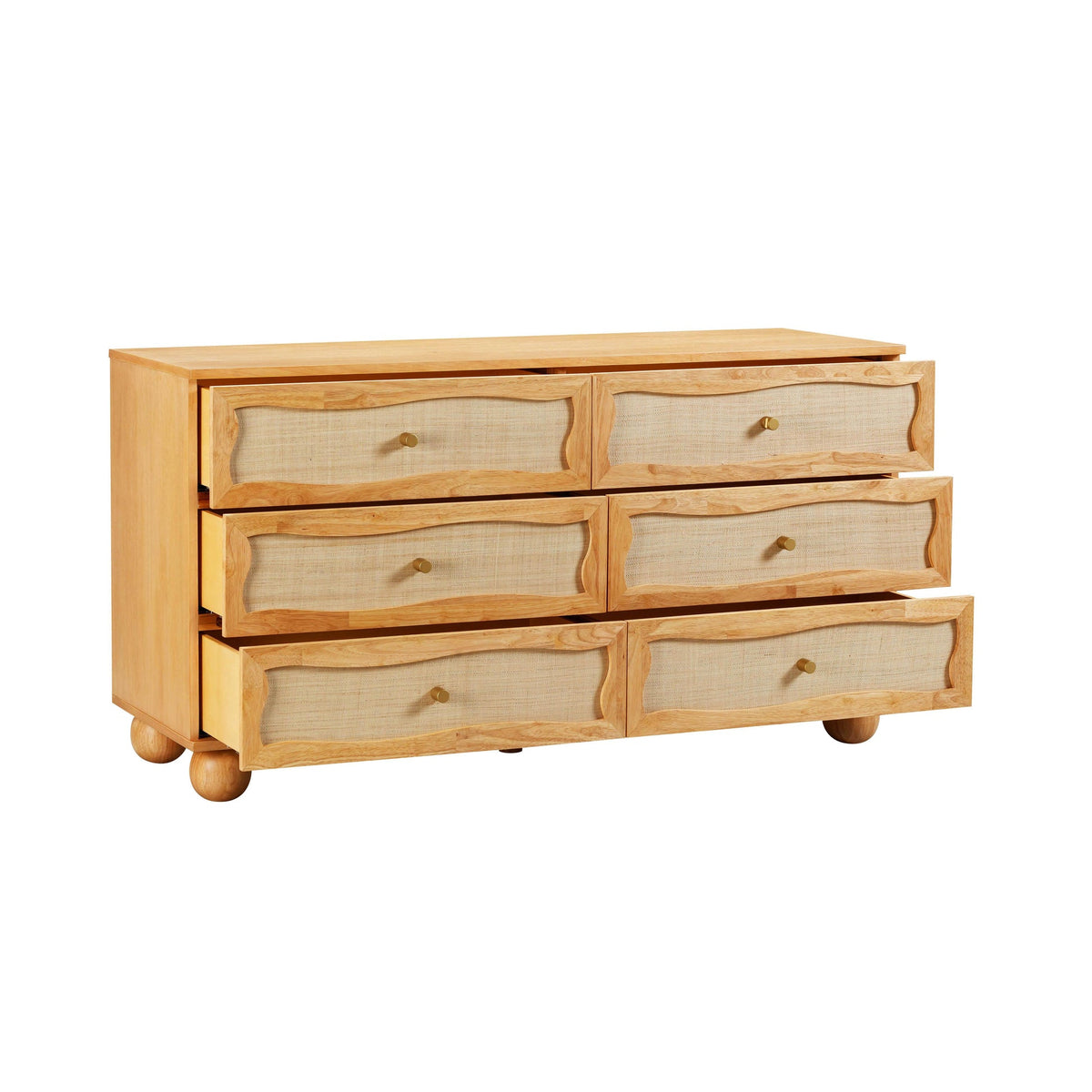 Grappa Natural Wood & Rattan Wavy Dresser | BeBoldFurniture