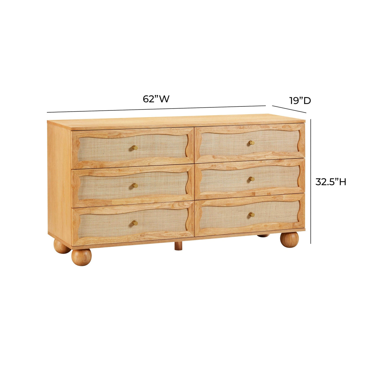 Grappa Natural Wood & Rattan Wavy Dresser | BeBoldFurniture