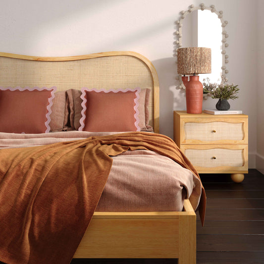 Grappa Natural Wood & Rattan Bed | BeBoldFurniture