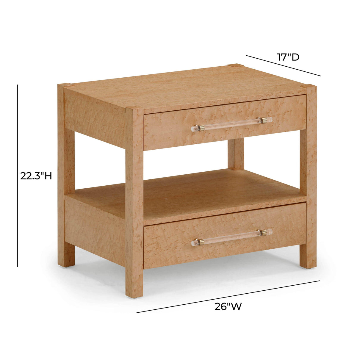 Brandyss Birdseye Maple 2-Drawer Nightstand | BeBoldFurniture