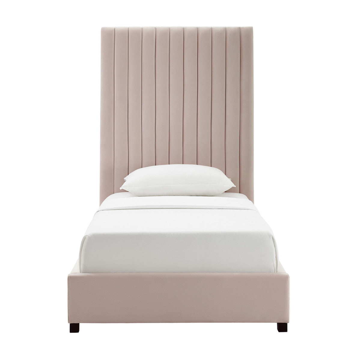 Arabelle Blush Velvet Bed Twin Size In Houston | BeBoldFurniture 