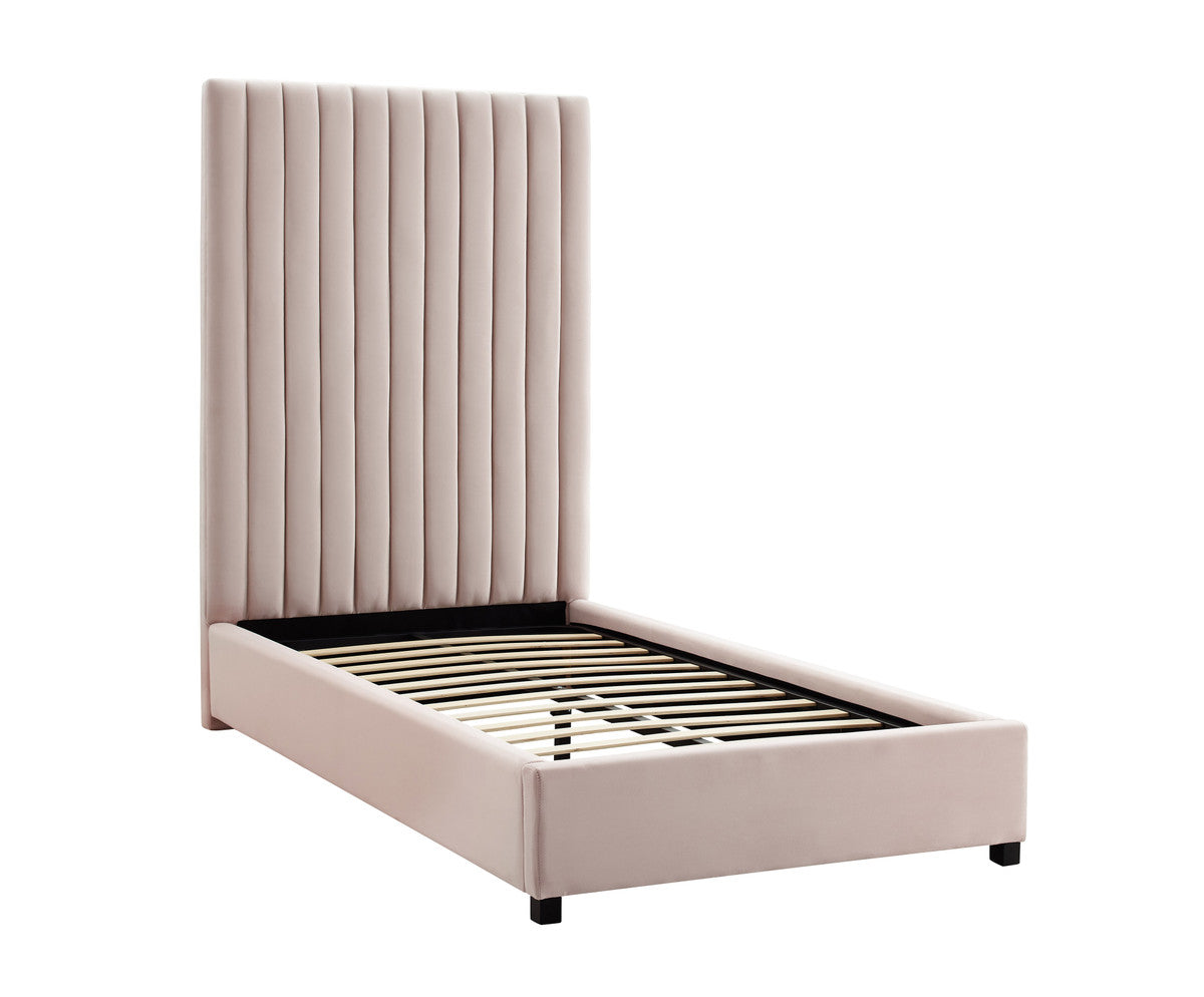 Arabelle Blush Velvet Bed Twin Size In Houston | BeBoldFurniture 