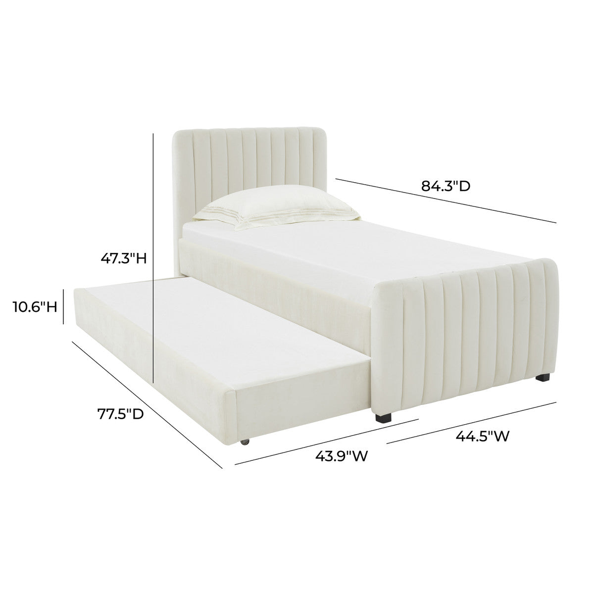 Angela Cream Trundle Twin Size In Houston | BeBoldFurniture 