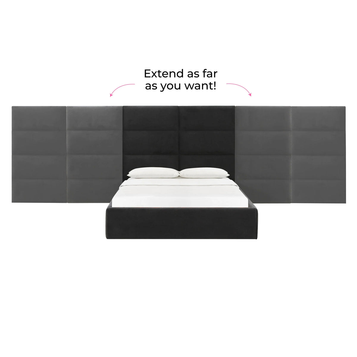 Eliana Black Velvet Queen Bed With Wings | BeBoldFurniture