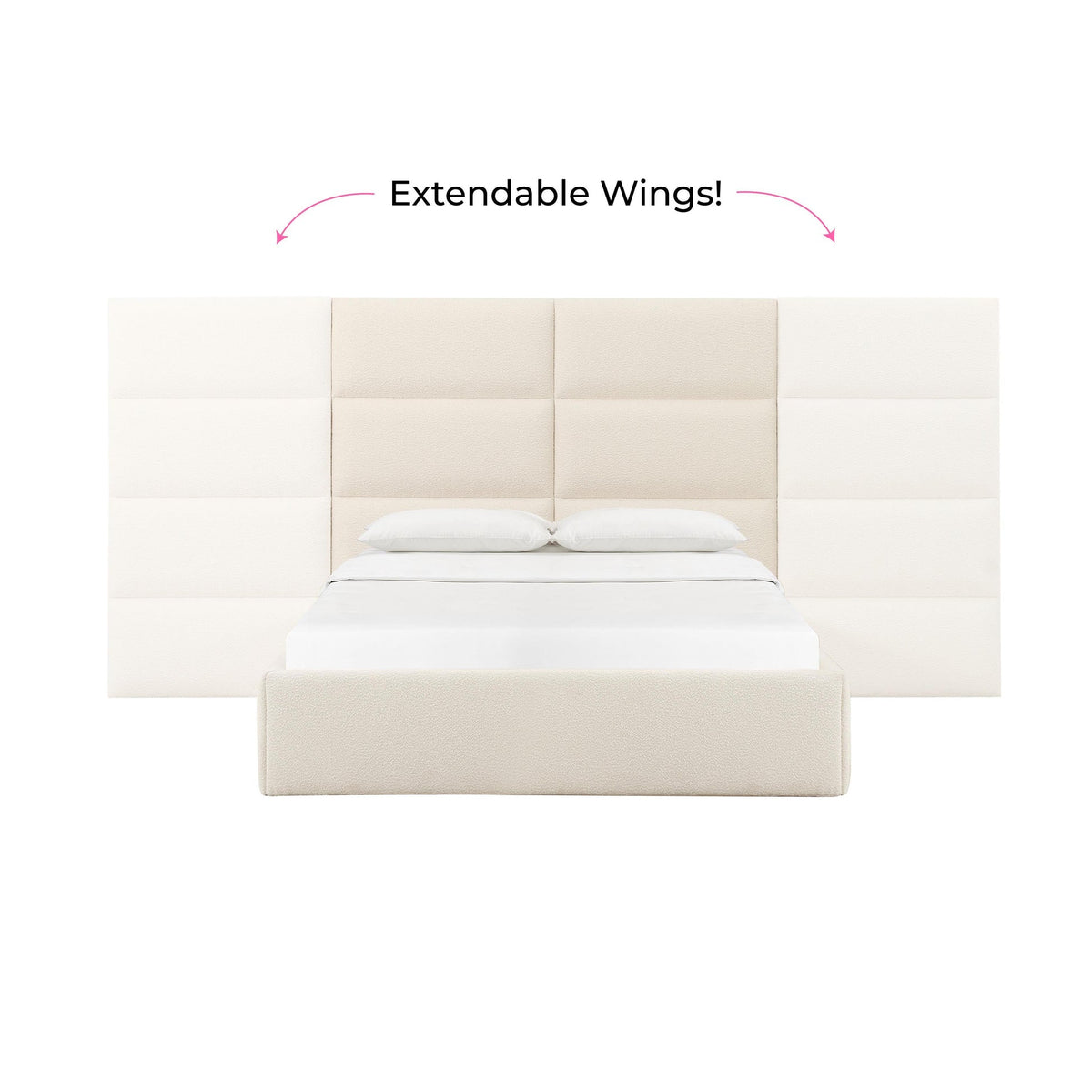 Eliana Cream Boucle King Wings (Set of 2) | BeBoldFurniture