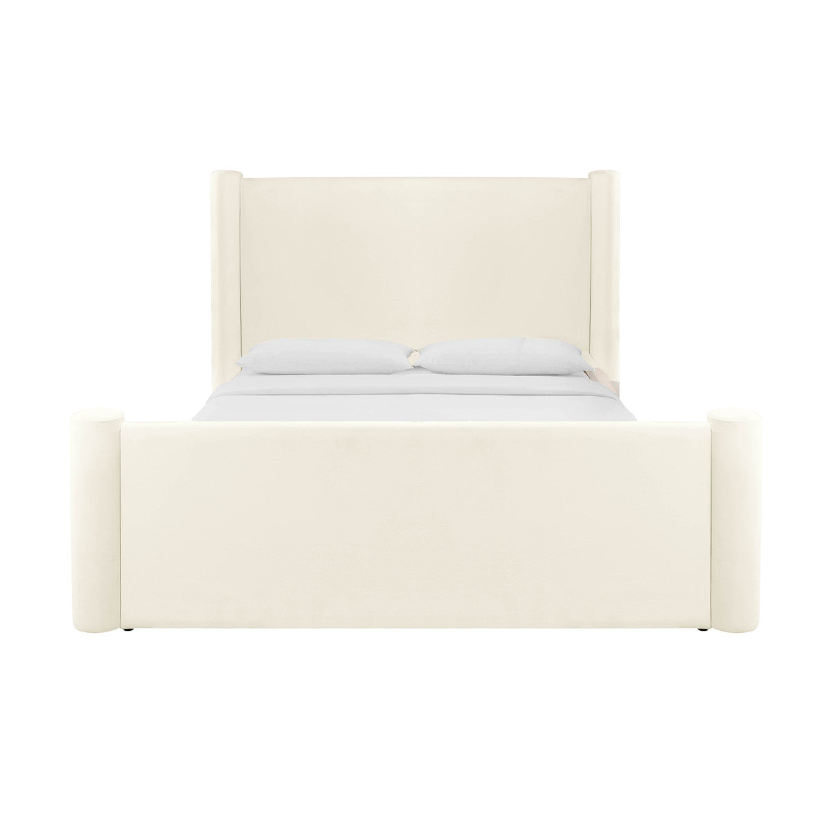 Athara Cream Velvet Queen Bed In Houston | BeBoldFurniture 