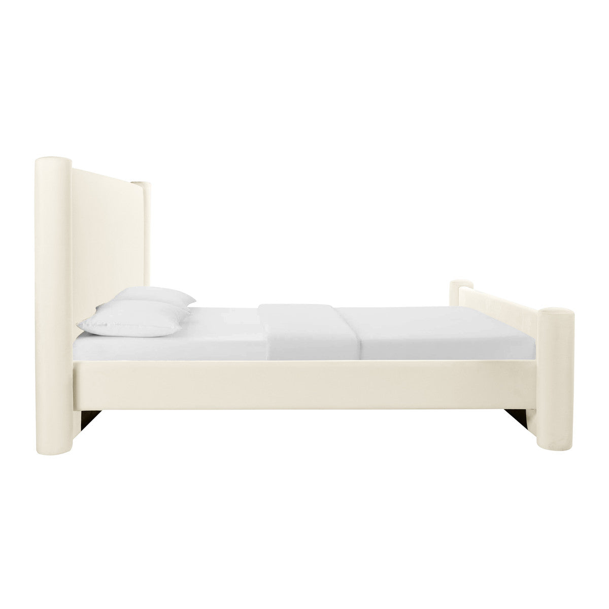 Athara Cream Velvet Queen Bed In Houston | BeBoldFurniture 