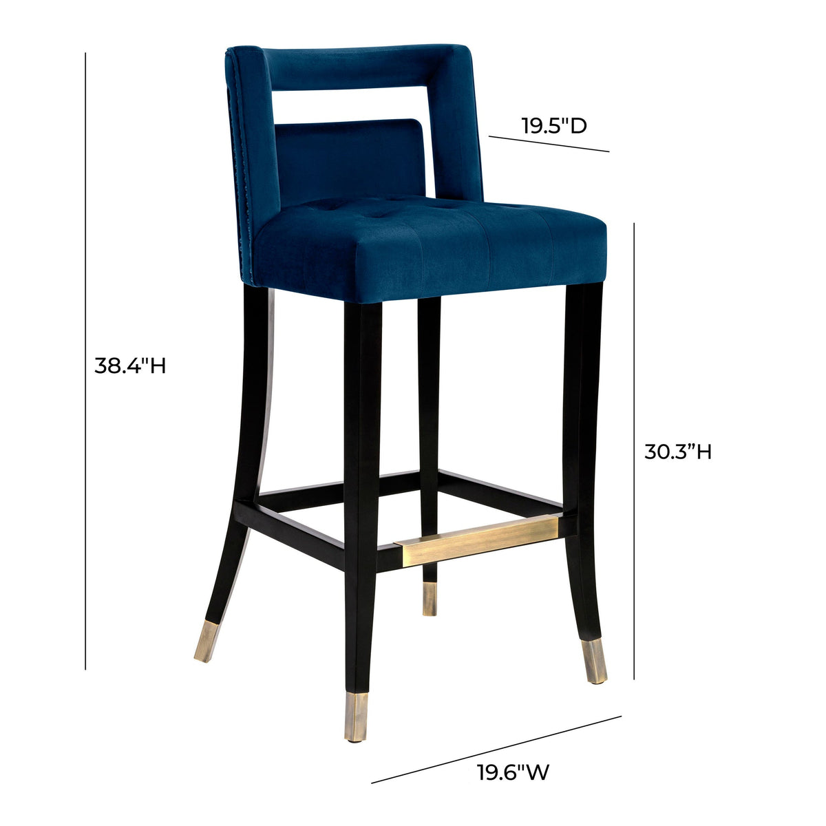 Hart Navy Velvet Bar Stool | BeBoldFurniture