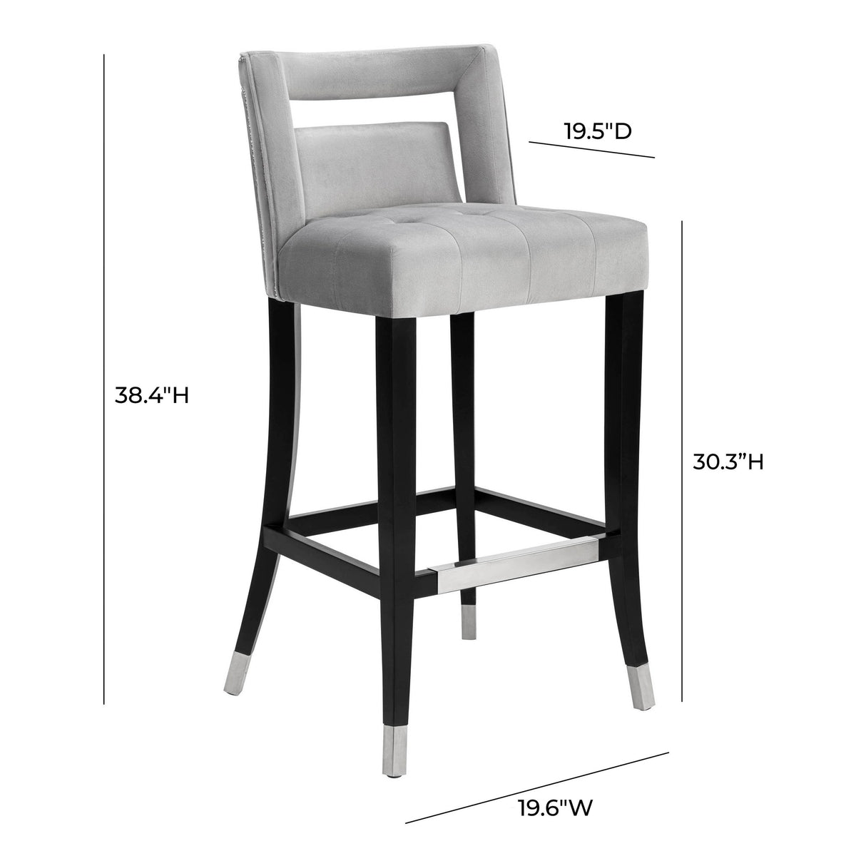 Hart Grey Velvet Bar Stool | BeBoldFurniture