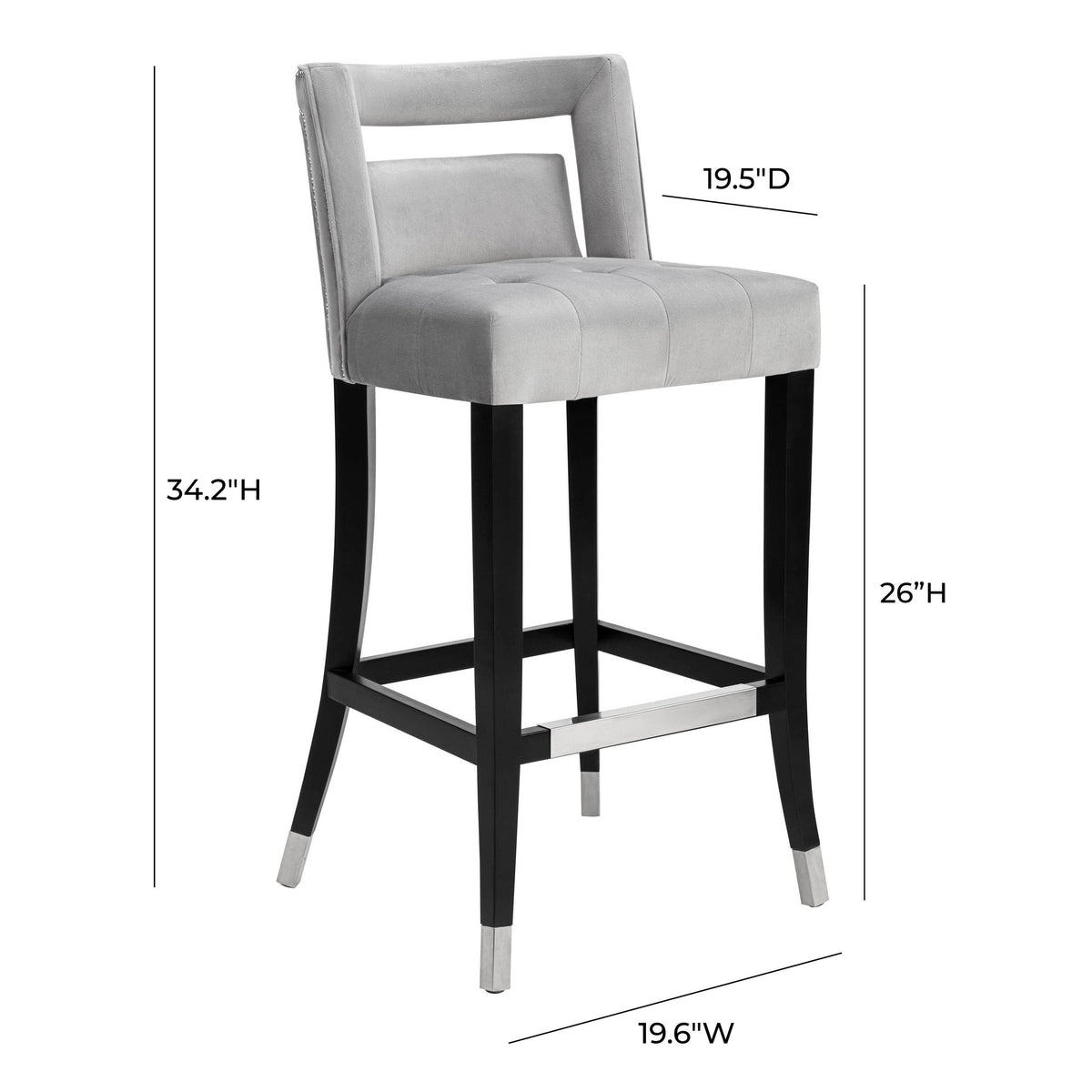 Hart Grey Velvet Counter Stool | BeBoldFurniture