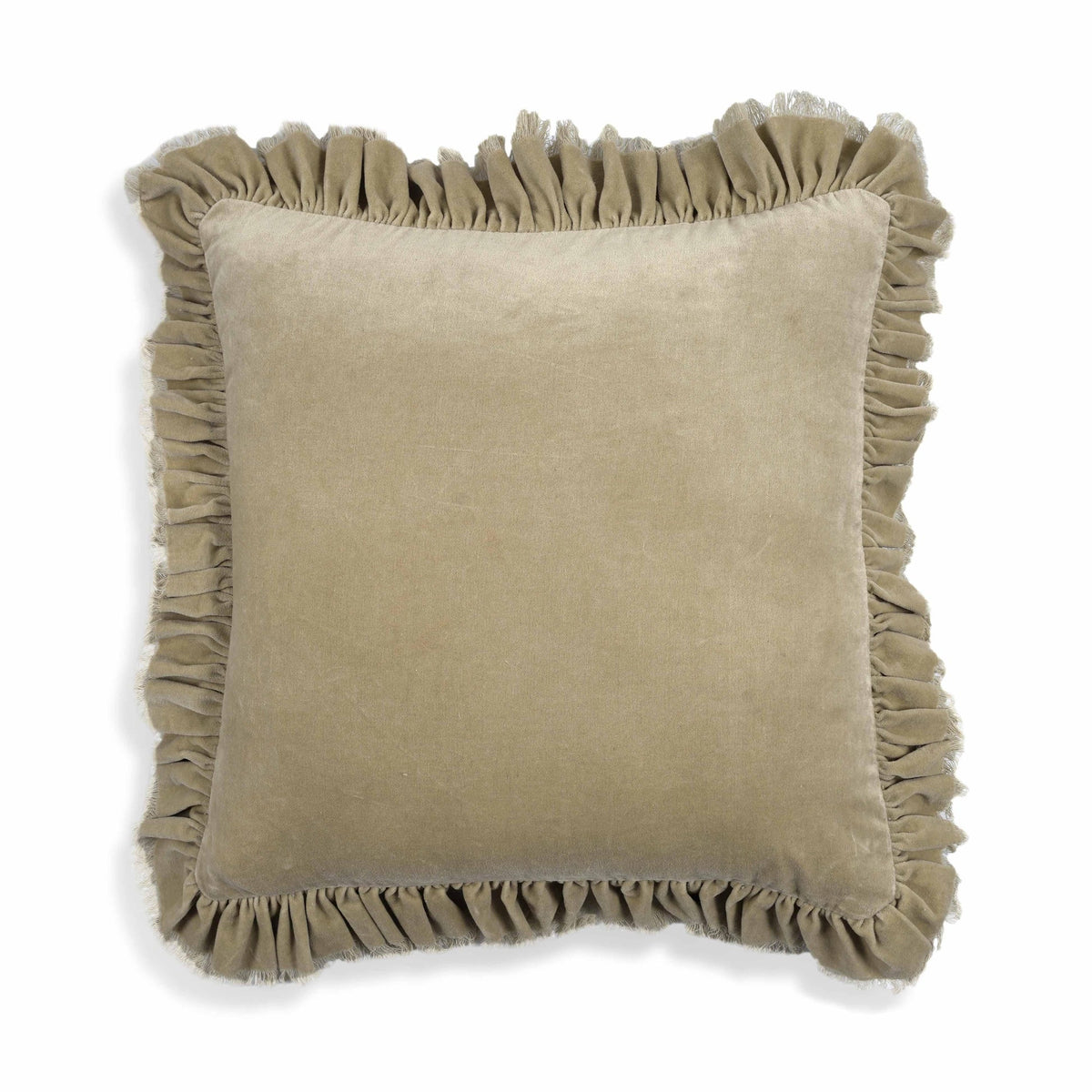 Alessia Distressed Beige Velvet Pillow | BeBoldFurniture